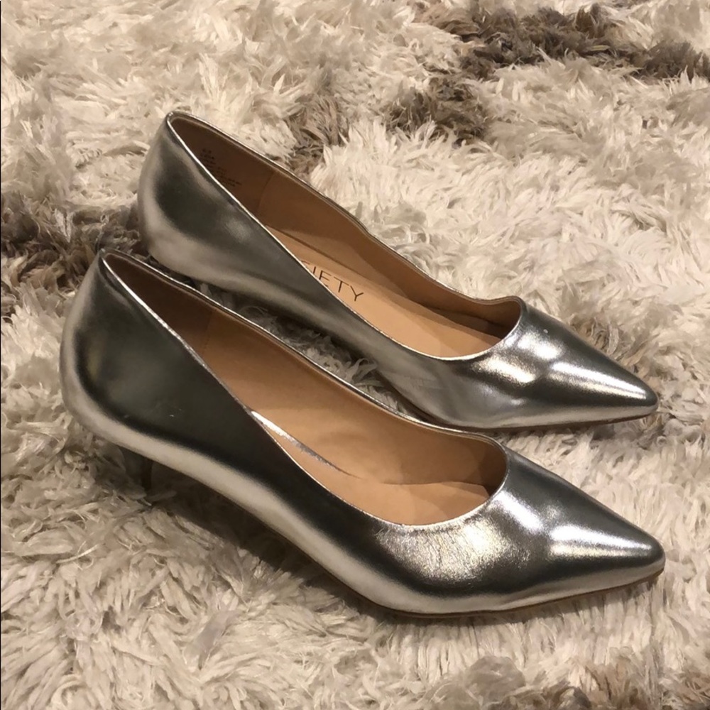 Silver Kitten Heels